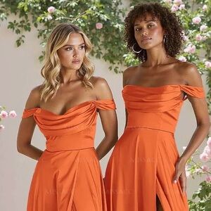 Elegant Strapless Orange Dress